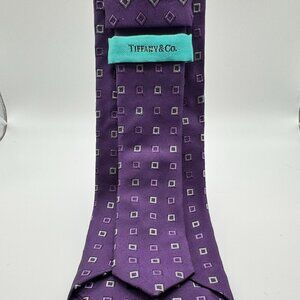 Tiffany & Co Silk Geometric Tie – Dark Purple Vintage, Silk, Made in Italy